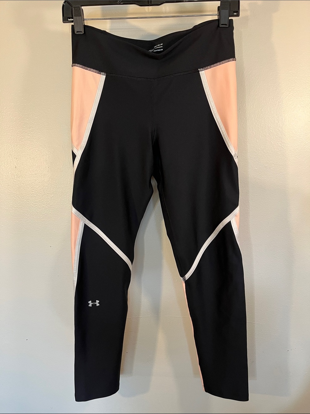 Under Armour Black Leggings with Peach and White Trim